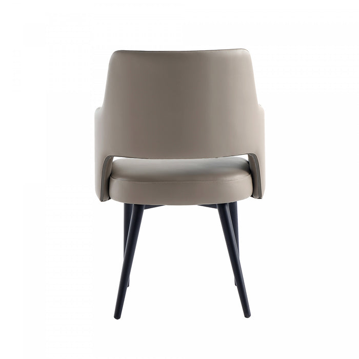 Tremont Modern Metal Vegan Leather Armchair in Taupe