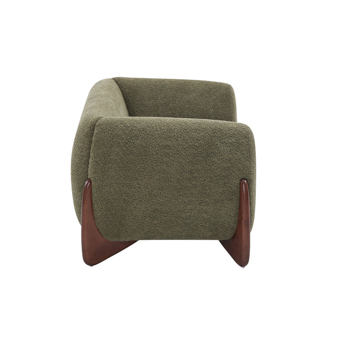Lillian Solid Wood Modern Boucle Upholstered Loveseat Comfort Seating,Green