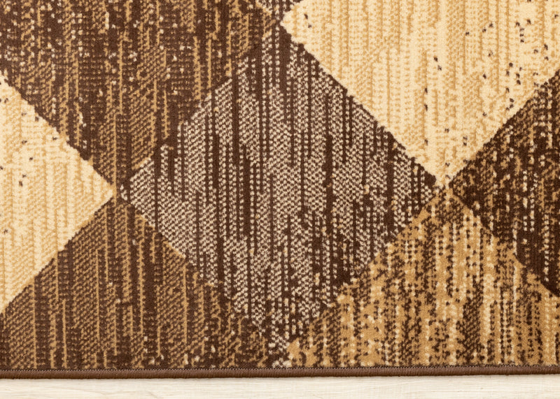 Florence Brown Beige Distressed Diamond Pattern Rug, 7'9\" x 10'6\" Indoor Area Rug