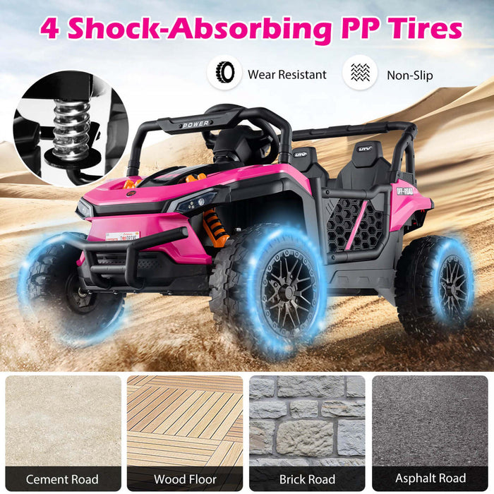 Costway 12v Kids Ride On Truck With Parental Remote 3 Speeds & Reverse Forward Function Pink