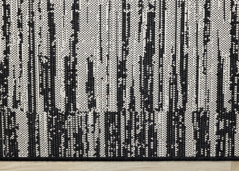 Jackson Black Grey Distressed Outdoor Rug, 6'7\" x 9'6\" Outdoor Area Rug