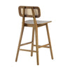 Bari Rubber Wood Counter Stool Set of 4 with Rattan Back and Footrest,Walnut | Bari – Lot de 4 tabourets de comptoir en bois d’hevea avec dossier en rotin et repose-pieds, finition noyer