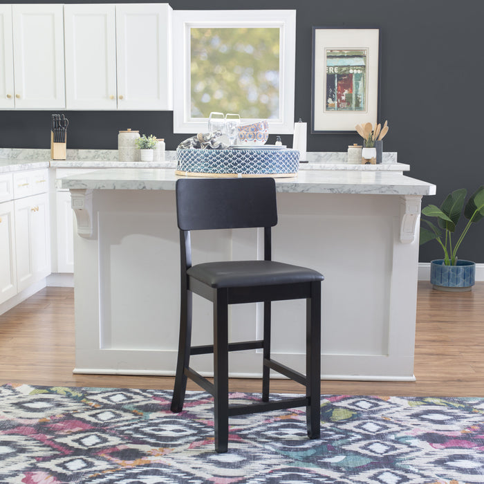 Torino Faux Leather Contemporary Counter-Height Stool - Black