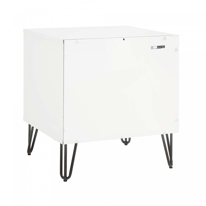 Dumbo Modern 20\" Fluted Nightstand in Rustic Gray and White (2-Drawer)