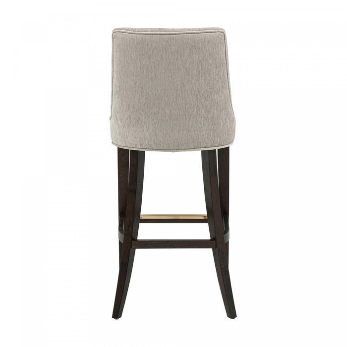 Beever Modern Chenille Wood Upholstered Barstool in Taupe - Set of 2 Bar Stool
