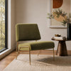 Serenity Contemporary Modern Metal Upholstered Lounge Chair in Forest Green | Fauteuil lounge contemporain moderne Serenity en metal et tissu, vert foret