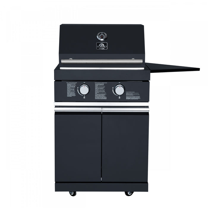 Forno All'Aperto Outdoor Kitchen with Black Countertop, 99,600 BTU, Bar Module & Pizza Oven - FODKT2568BLK