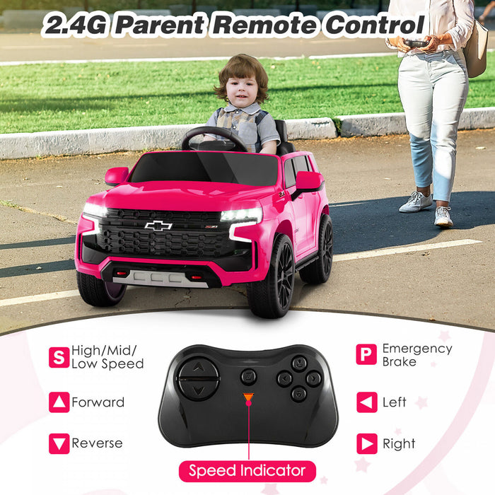 12v Kids Ride On Car Chevrolet Tahoe Electric Truck Suv Remote W/ Light & Music Pink