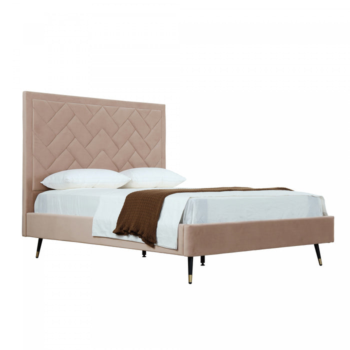Crosby Modern Upholstered Velvet Queen Bed in Nude
