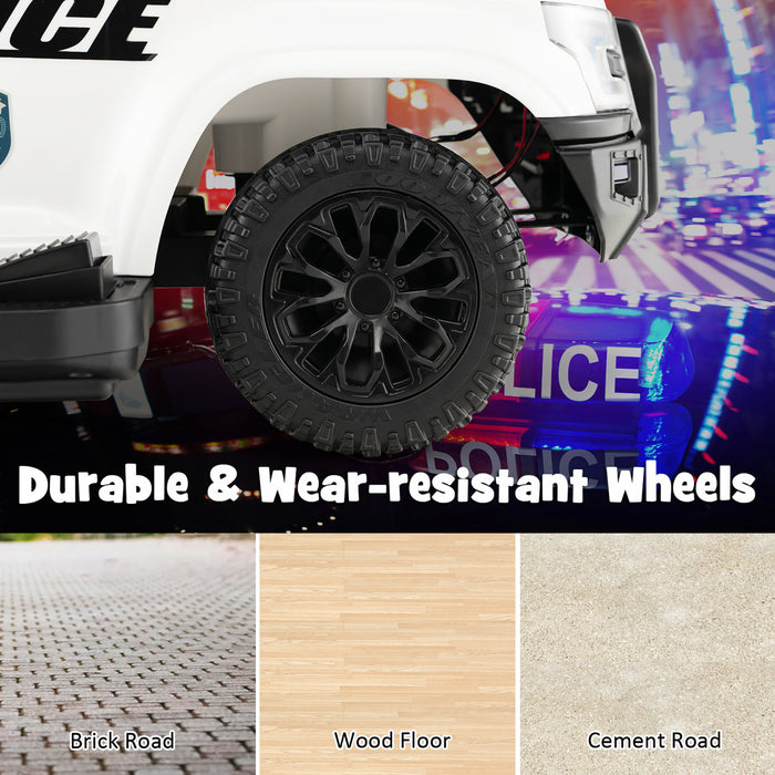 2-in-1 6v Kids Ride On Police Car Toddler Push Car W/ Megaphone & Siren White