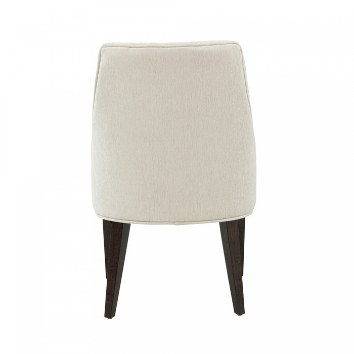 Beever Modern Chenille Wood Armchair in Cream - Set of 2 Dining Chair