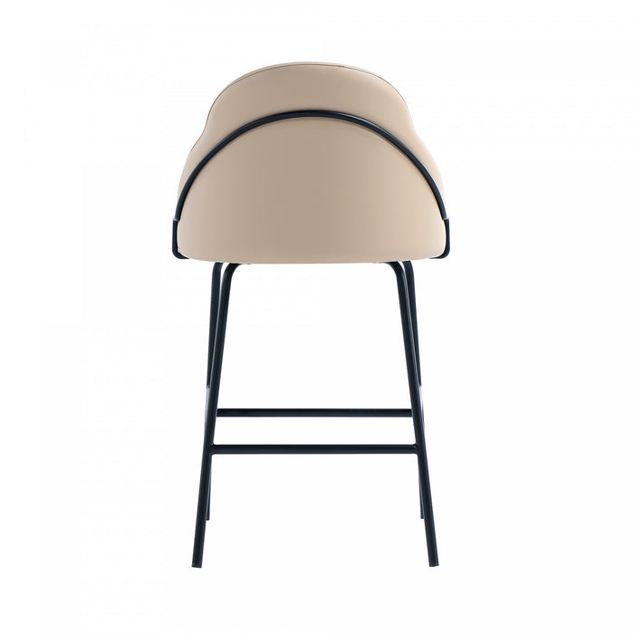 Gracie Modern Metal Upholstered Counter Stool in Tan and Black - Set of 2
