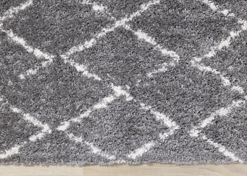 Taylor Grey Cream Rustic Diamond Rug, 7'10\" x 10'6\" Indoor Area Rug