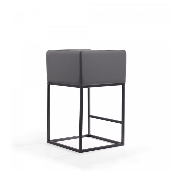 Embassy Mid-Century Modern Metal Upholstered Counter Stool in Gray - Set of 3