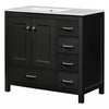Derek 36 Inch Modern Bathroom Vanity with Ceramic Sink & Multi Storage, Black | Meuble de salle de bain moderne Derek 36 pouces avec lavabo ceramique et rangement multiple, noir