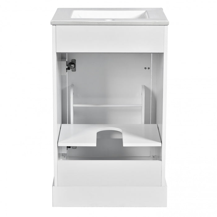 Mason 20 Inch Compact Modern Bathroom Vanity with Ceramic Sink, White