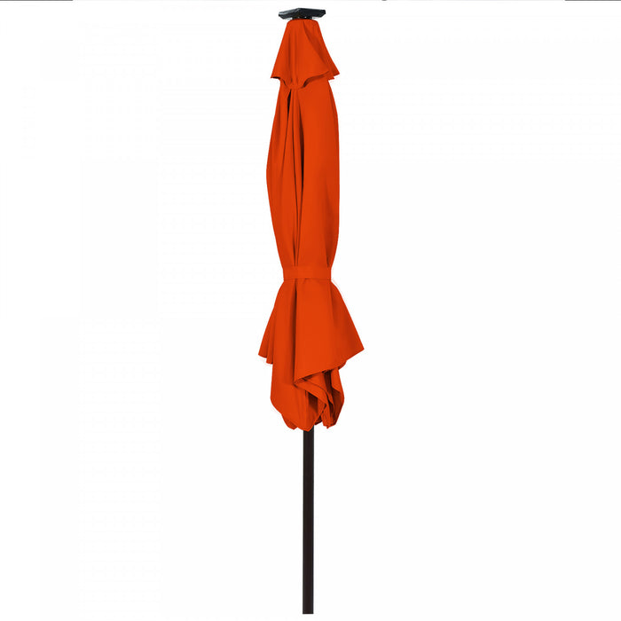 Costway 9' Solar LED Lighted Patio Market Umbrella Tilt Adjustment Crank Lift Orange