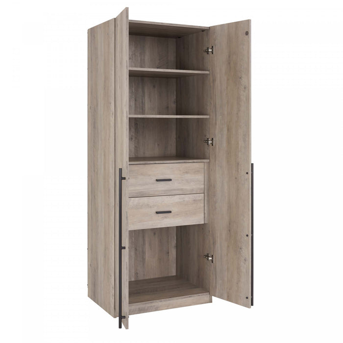 Lee Modern 2-Piece Wardrobe Closet in Rustic Gray Armoire