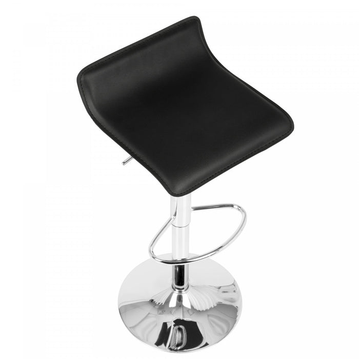 LumiSource Ale Black Fabric Contemporary Adjustable Height Barstool with Swivel - Set of 2