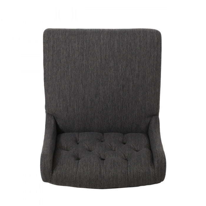 Bruce 30.5\" Counter Height Bar Stools Set Of 2 With Metal Legs And Fabric Upholstery, Charcoal Grey