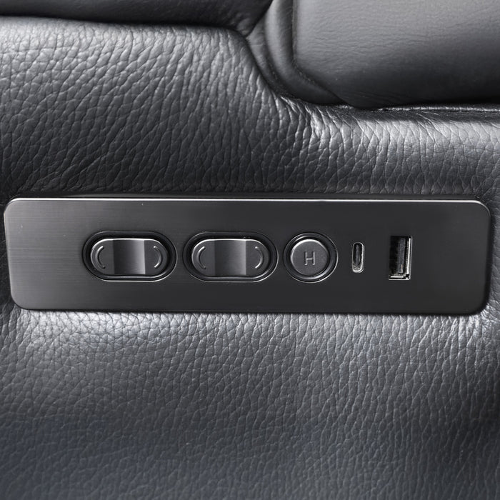 Kingsley 78 in. Leather Match Power Reclining Sofa with Storage Console and USB - Black