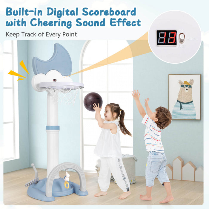 Costway 4-in-1 Toddlers Basketball Hoop With Basketball Soccer Golf And Ring Toss Game