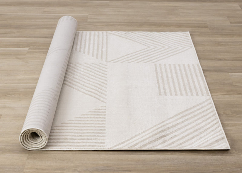 Hudson Modern Geometric Cream Beige Area Rug - 5'3\" x 7'7\"