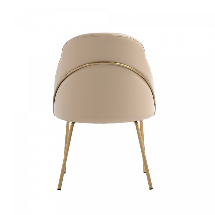 Gracie Modern Vegan Leather Metal Dining Chair in Tan and Gold - Set of 4