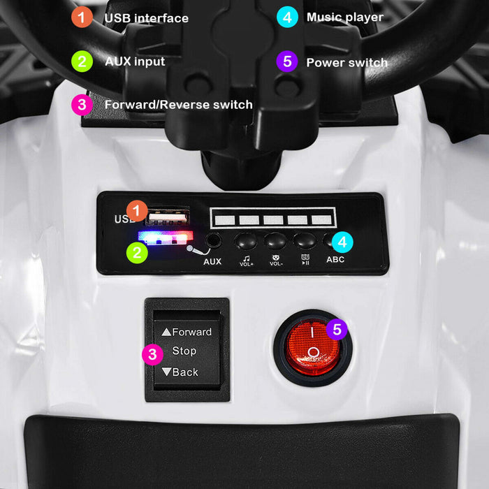 6v Battery Powered Kids Ride On Atv 4-wheeler Quad W/ Mp3 & Led Headlight White