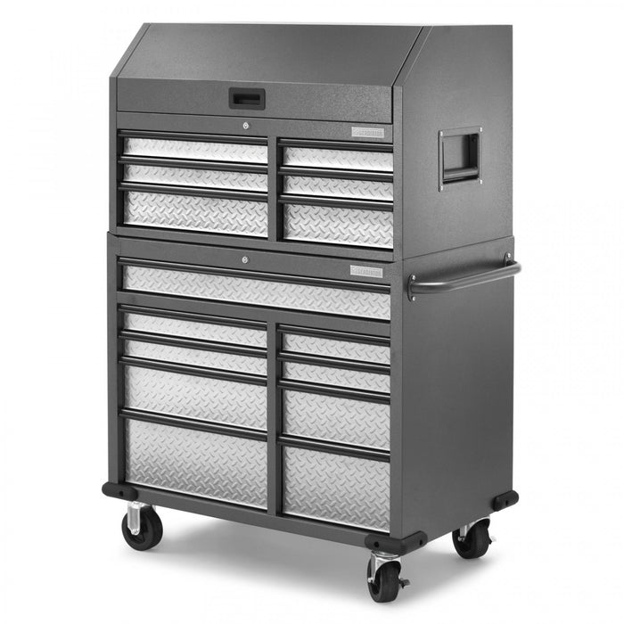 Gladiator Premier 41\" 15-Drawer Mobile Tool Chest Combo - Silver Tread