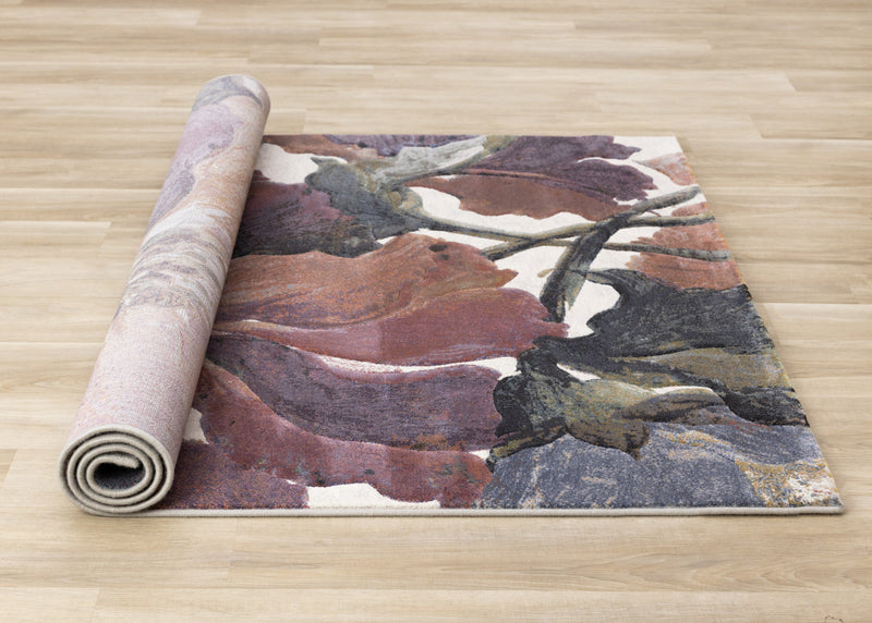 Amelia Dense Cream Pink Purple Floral Area Rug - 5'3\" x 7'7\"