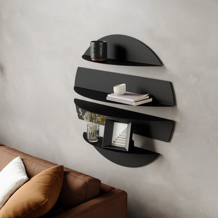 Umbra Modern Steel Solis Decorative Floating Wall Shelves - Black