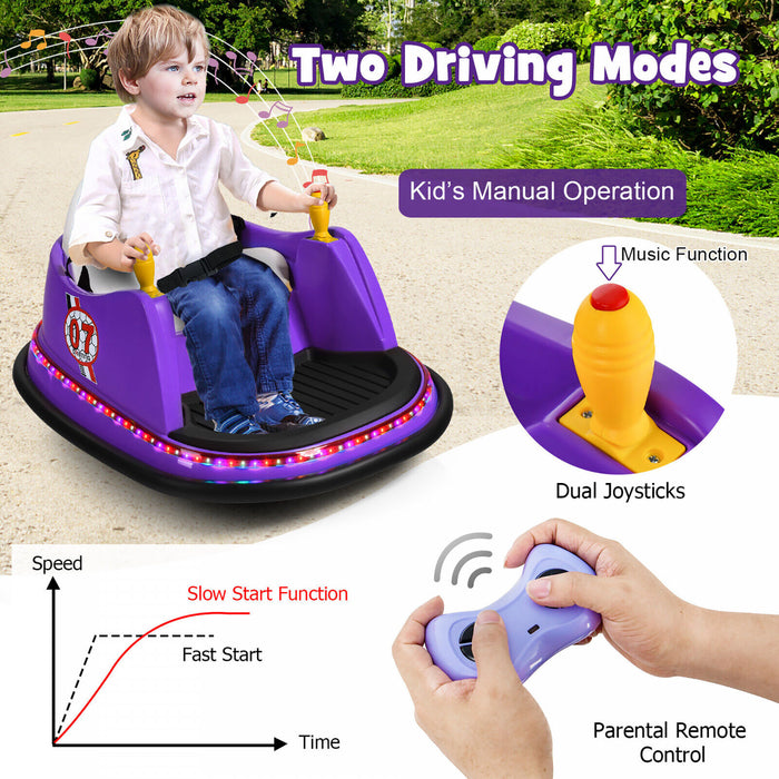 12v Vehicle 360¡a Spin Race Toy Kids Ride On Bumper Car W/ Remote Control Purple