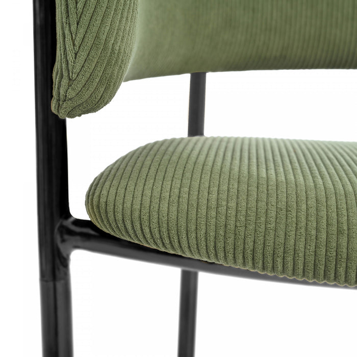 Ethan Set of 6 Modern Corduroy Upholstery Side Chair with Angled Legs and Adjustable Feet,Green Dining Chair
