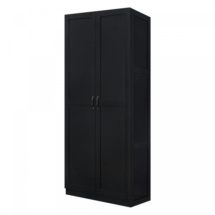 Cornelia Modern 2-Piece Wardrobe Closet in Black Armoire