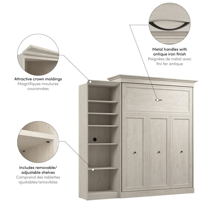 Bestar Versatile Queen Murphy Bed with Closet Organizer (92 W) - Linen White Oak