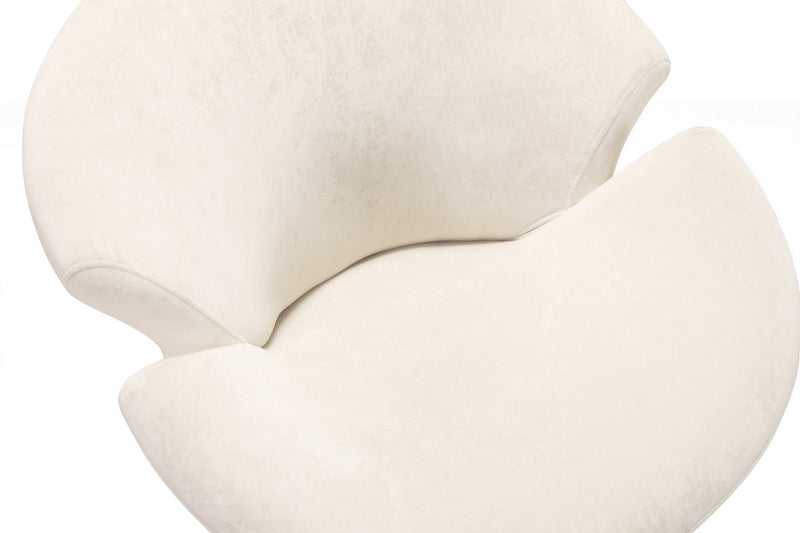 Tulip Modern Velvet Swivel Lounge Chair in White - Set of 2