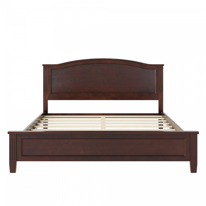 Benson Full Size Solid Wood Platform Bed with Stylish Headboard, Brown