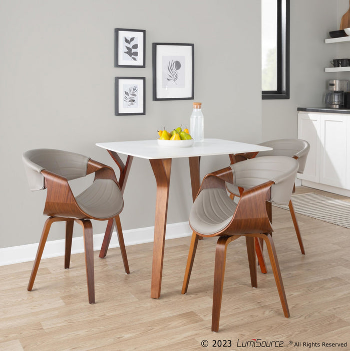 LumiSource Symphony Faux Leather Mid-Century Modern Dining Accent Chair - Walnut/Grey