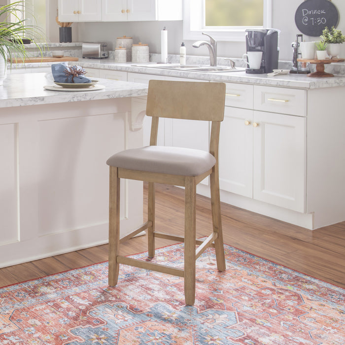 Jorissen Linen-Look Fabric Counter-Height Stool - Grey