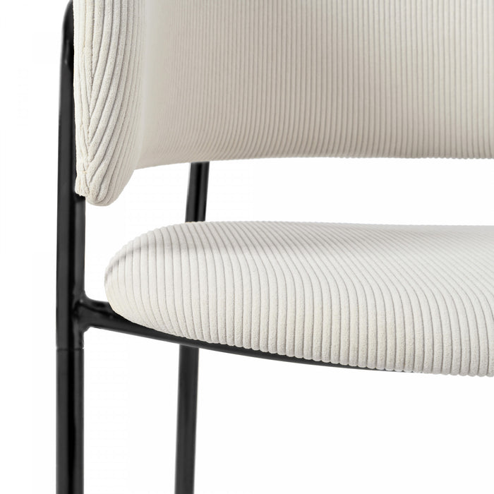 Ethan Set of 6 Modern Corduroy Upholstery Side Chair with Angled Legs and Adjustable Feet,Beige Dining Chair