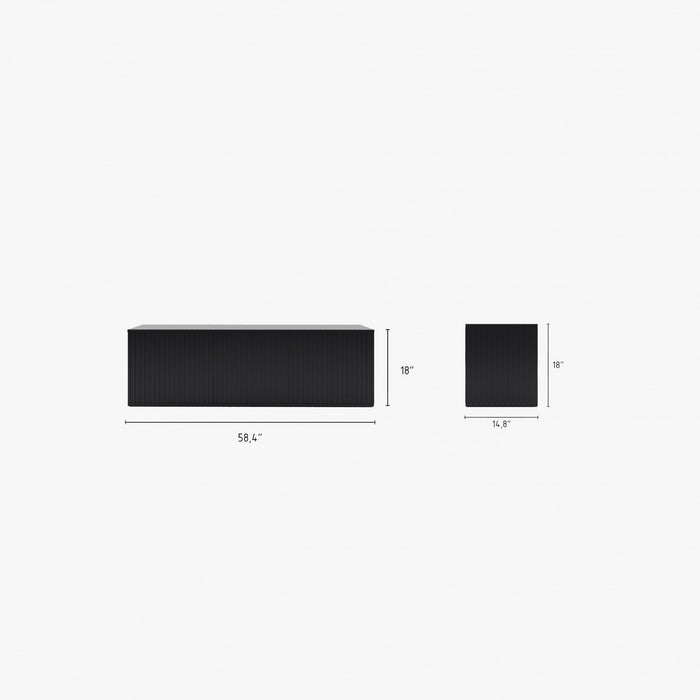 Nordika Trelisse 60\" TV Stand with 3 Doors - Black