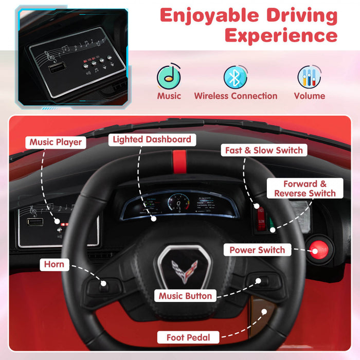 Costway 12v Electric Kids Ride On Car With Remote Control Wireless Connection Lights Red