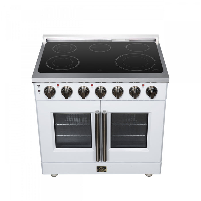 Forno Massimo 36 Inch French Door Electric range, 5 radiant burners, 5.36 cu.ft., White - FFSEL6955-36WHT Electric Range