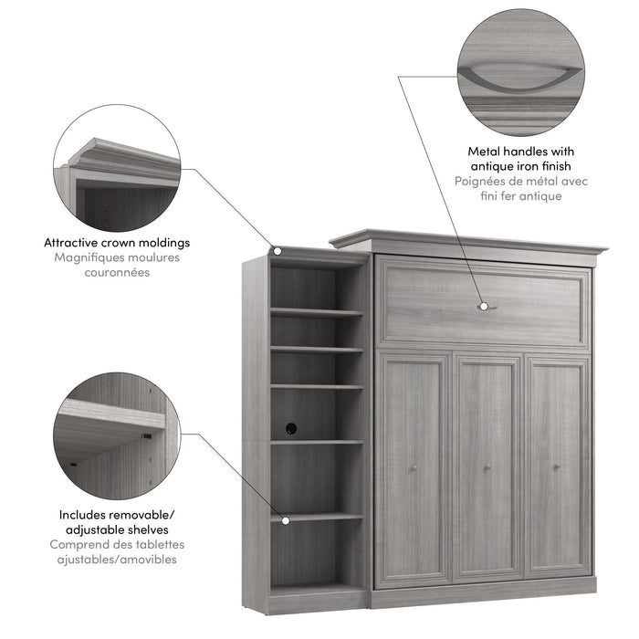 Bestar Versatile Queen Murphy Bed with Closet Organizer (92 W) - Platinum Grey