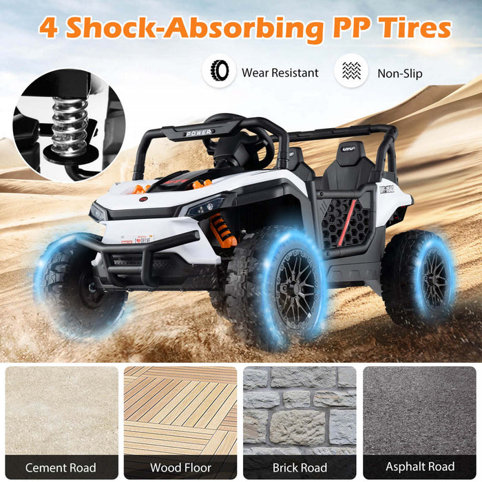 Costway 12v Kids Ride On Truck With Parental Remote 3 Speeds & Reverse Forward Function White