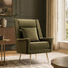 Vista Mid-Century Modern Metal Upholstered Lounge Chair in Forest Green | Fauteuil lounge Vista style mid-century moderne en metal et tissu, vert foret