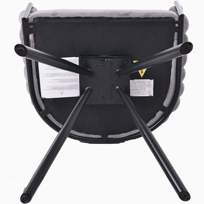 Amelia Velvet Swivel Dining Chairs with Tufted Upholstered and Metal Legs Set of 2, Grey