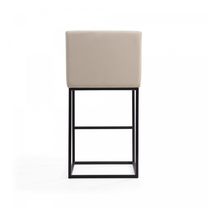 Ambassador Mid-Century Modern Metal Upholstered Barstool in Cream - Set of 2 Bar Stool