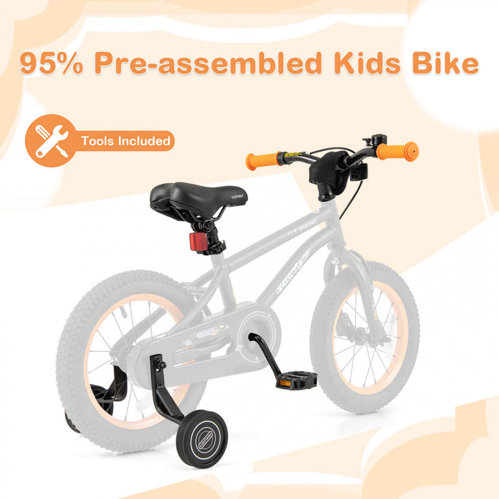 Costway 14-inch Kid's Bike For 3-5 Years Old With Adjustable Saddle & Anti-slip Handlebar Black
